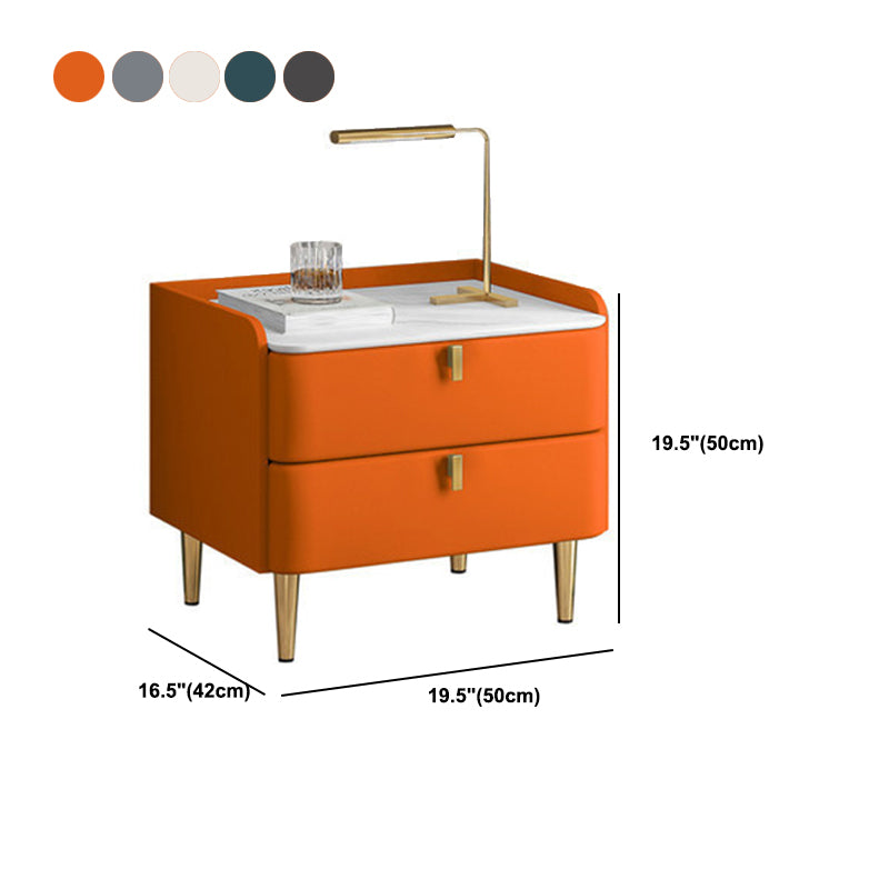 19.69" Tall 2-drawer Bedside Cabinet Legs Included Solid Wood Night Table