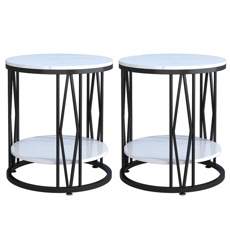 Industrial Nightstand Lower Shelf Accent Table Nightstand for Bedroom