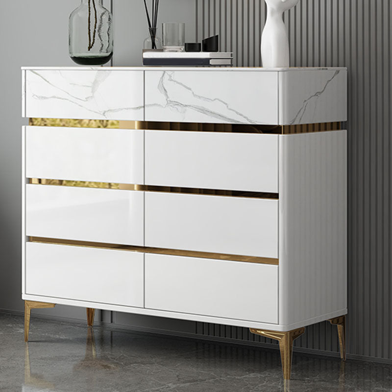 Glam Stone Bedroom Chest 16" Wide Storage Chest in White with Drawers