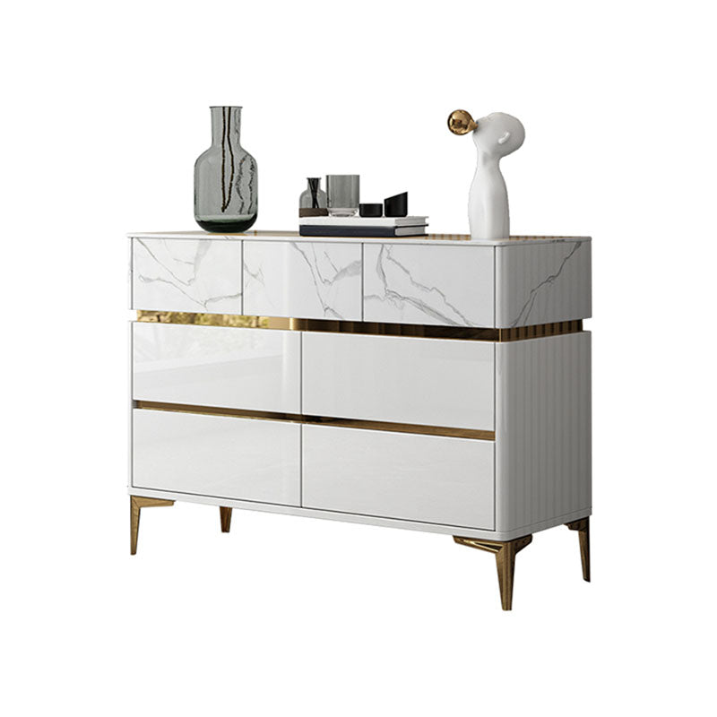 Glam Stone Bedroom Chest 16" Wide Storage Chest in White with Drawers