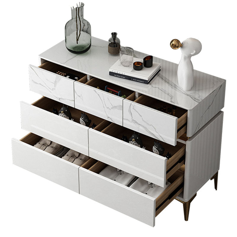 Glam Stone Bedroom Chest 16" Wide Storage Chest in White with Drawers