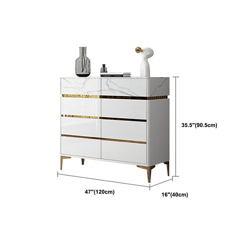 Glam Stone Bedroom Chest 16" Wide Storage Chest in White with Drawers