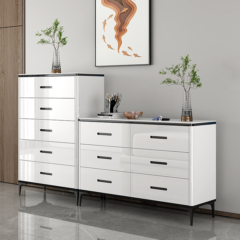 Contemporary Chest White Double Dresser with Metal Feet for Home