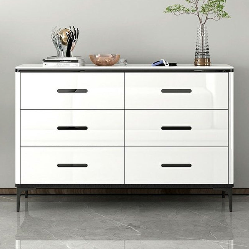 Contemporary Chest White Double Dresser with Metal Feet for Home