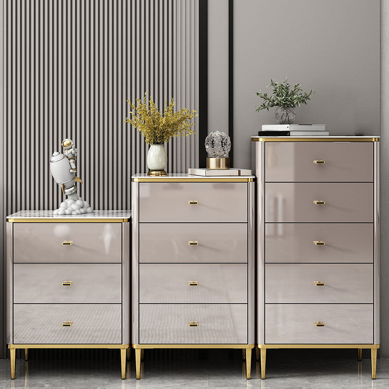 Glam Stone Storage Chest Bedroom Vertical Chest with Drawers