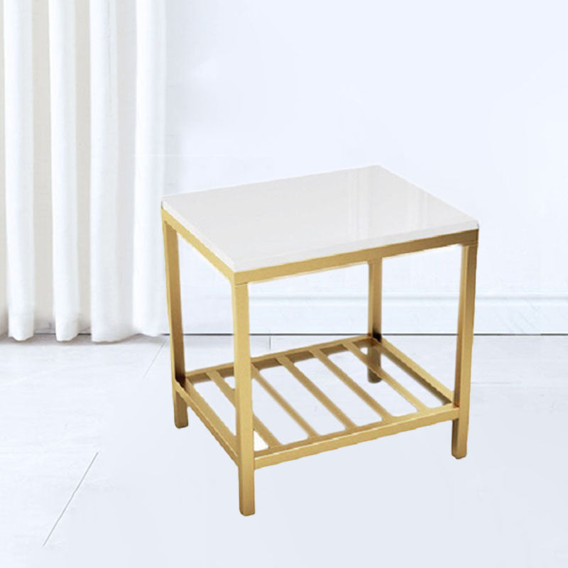 Faux Wood Accent Table Nightstand 19.68" Tall Glam Bedside Cabinet