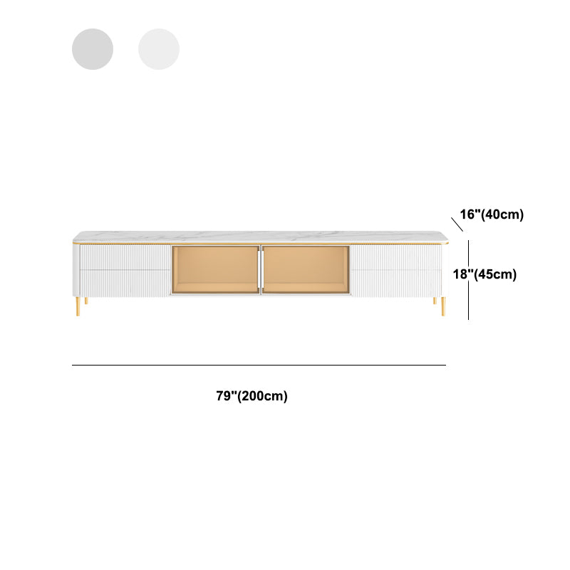 Modern TV Stand White TV Console with Drawers for Living Room