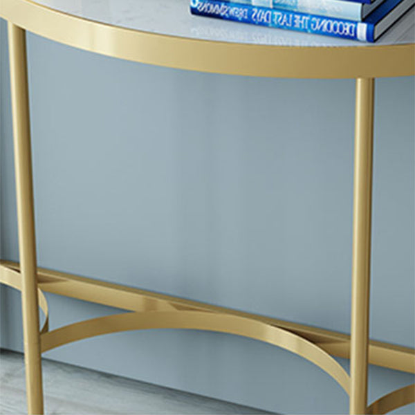 Modern Marble Console Sofa Table Half Moon Shape End Table for Hall