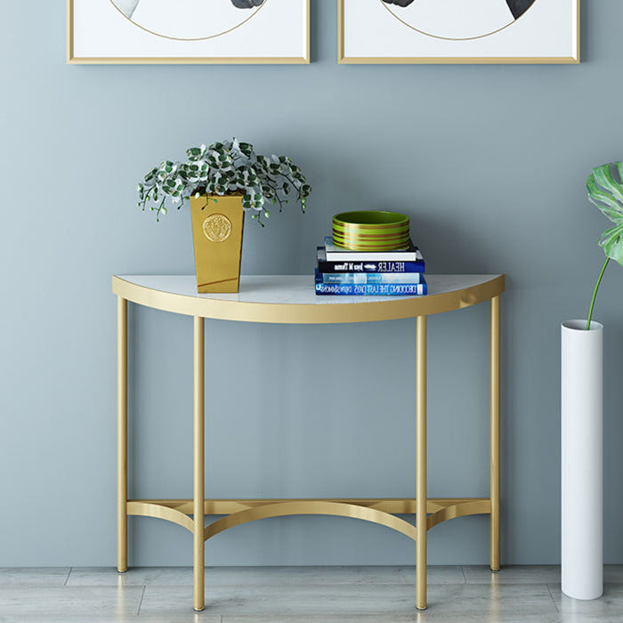 Modern Marble Console Sofa Table Half Moon Shape End Table for Hall