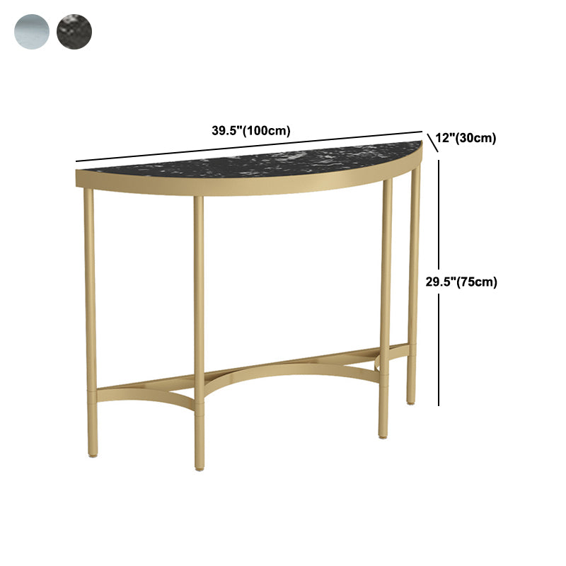 Modern Marble Console Sofa Table Half Moon Shape End Table for Hall
