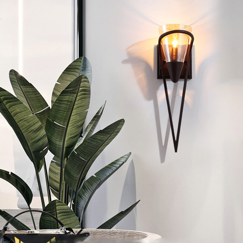 1 Light Cone Wall Mounted Light Fixture Industrial Style Glass Wall Lighting Ideas Lights
