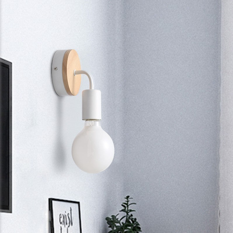 1 Light Geometric Wall Mounted Light Fixture Modern Style Wood Wall Sconce Lights