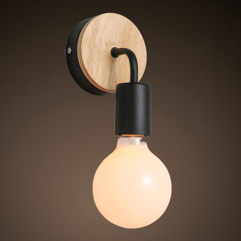 1 Light Geometric Wall Mounted Light Fixture Modern Style Wood Wall Sconce Lights