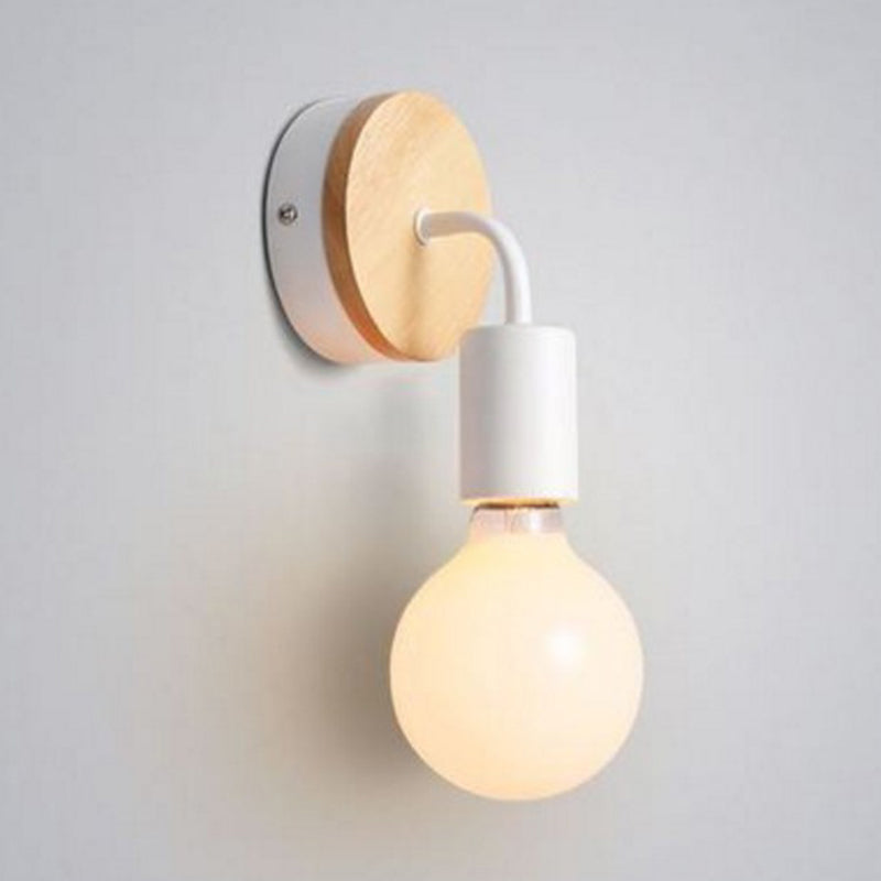 1 Light Geometric Wall Mounted Light Fixture Modern Style Wood Wall Sconce Lights