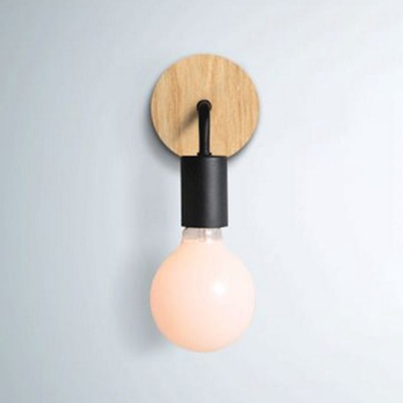 1 Light Geometric Wall Mounted Light Fixture Modern Style Wood Wall Sconce Lights