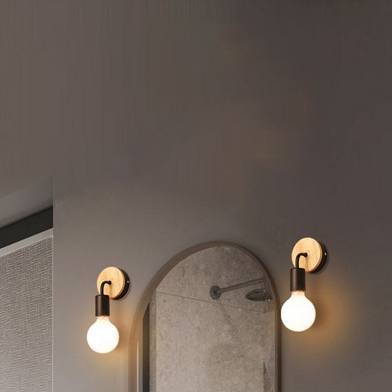 1 Light Geometric Wall Mounted Light Fixture Modern Style Wood Wall Sconce Lights