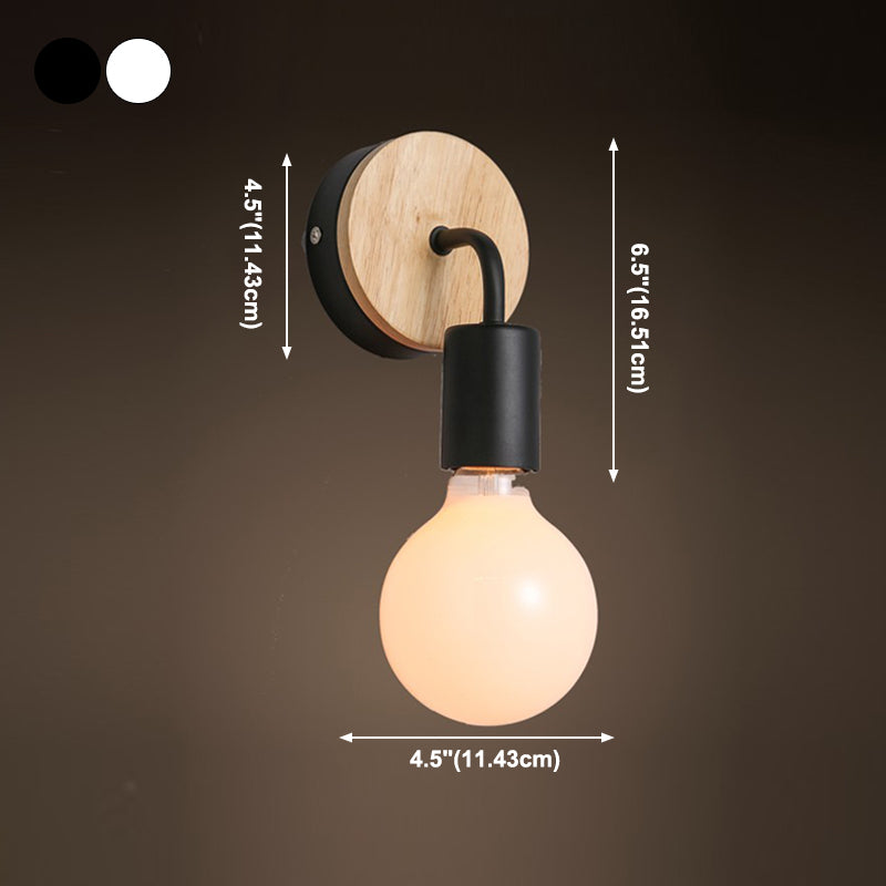 1 Light Geometric Wall Mounted Light Fixture Modern Style Wood Wall Sconce Lights