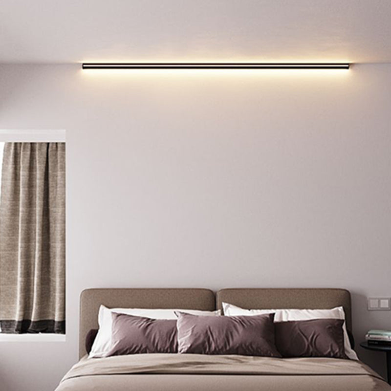 Linear Shade Metal Wall Sconce Modern Style 1 Light Wall Mounted Lighting in Black