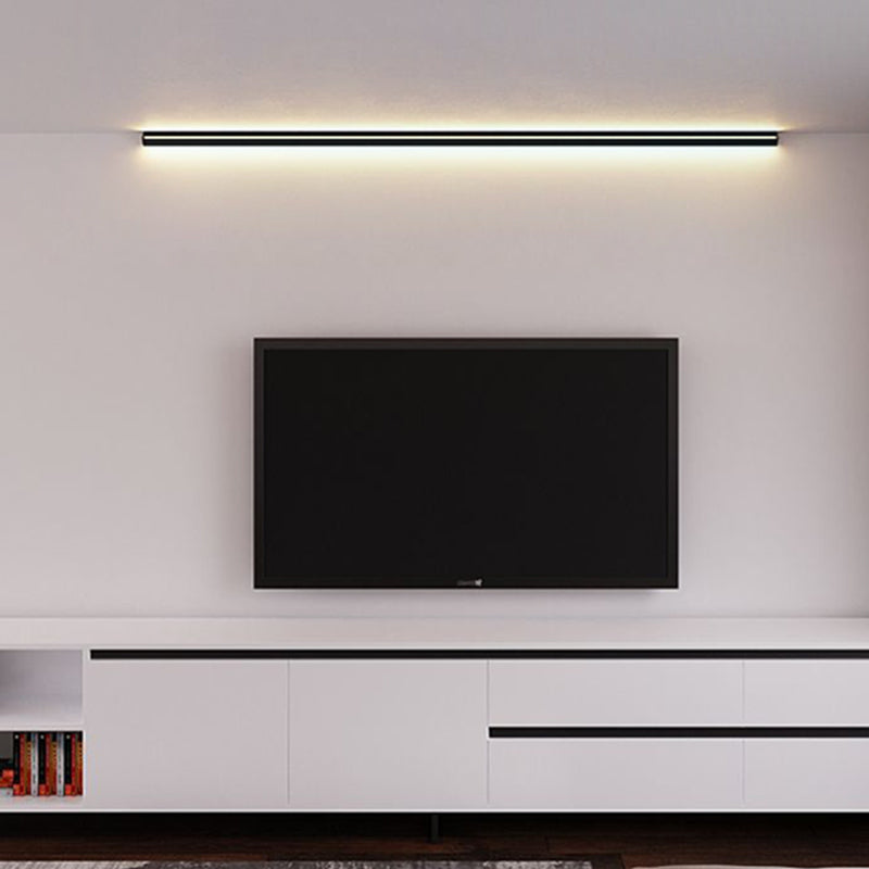 Linear Shade Metal Wall Sconce Modern Style 1 Light Wall Mounted Lighting in Black