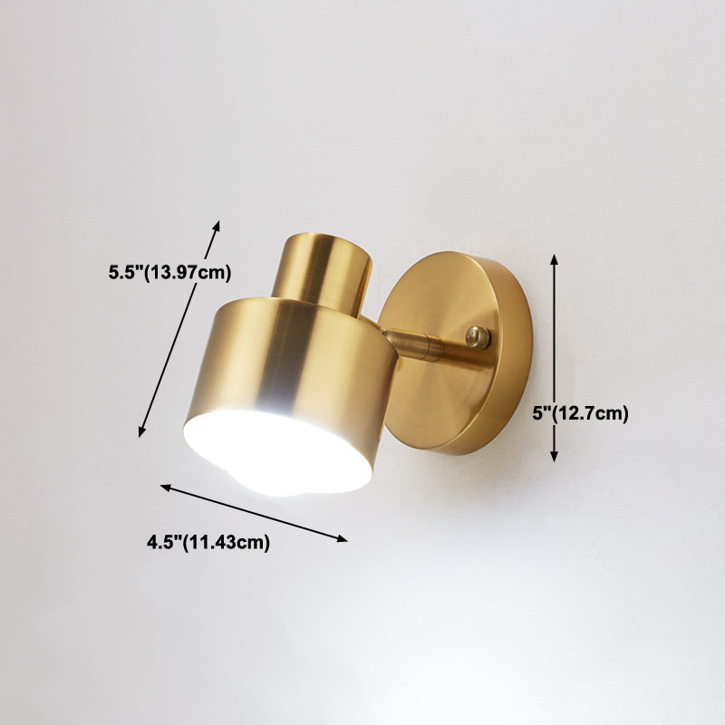 Modern Style Cylinder Sconce Light Fixtures Metal 1 Light Wall Mounted Lamps in Gold