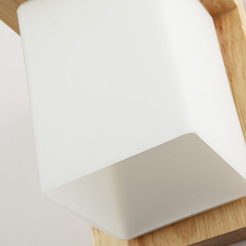 Modern Style Square Sconce Light Fixtures Wood 1 Light Wall Mounted Lighting