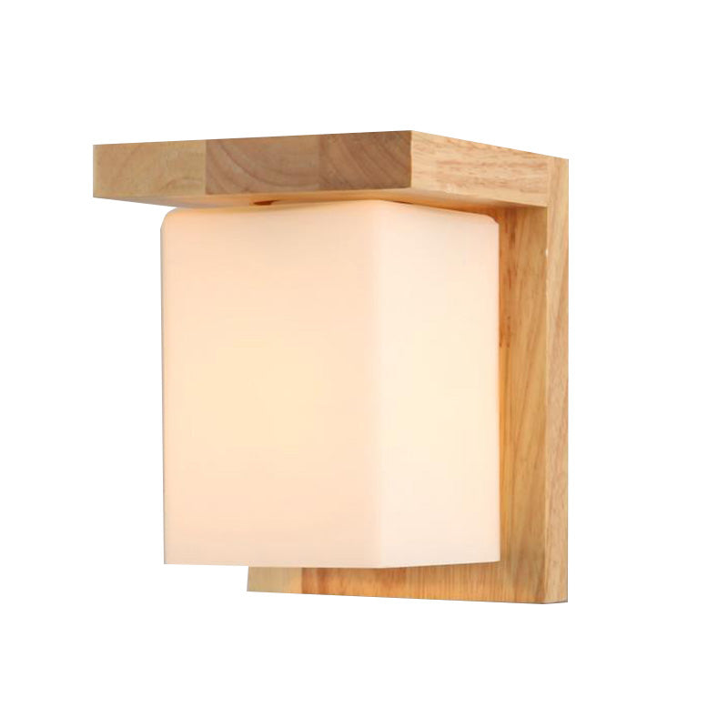 Modern Style Square Sconce Light Fixtures Wood 1 Light Wall Mounted Lighting