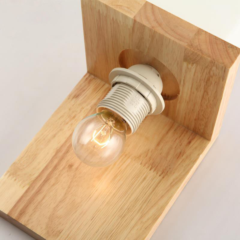 Modern Style Square Sconce Light Fixtures Wood 1 Light Wall Mounted Lighting
