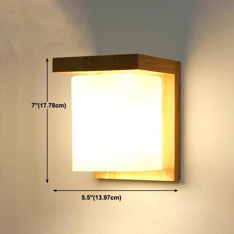 Modern Style Square Sconce Light Fixtures Wood 1 Light Wall Mounted Lighting