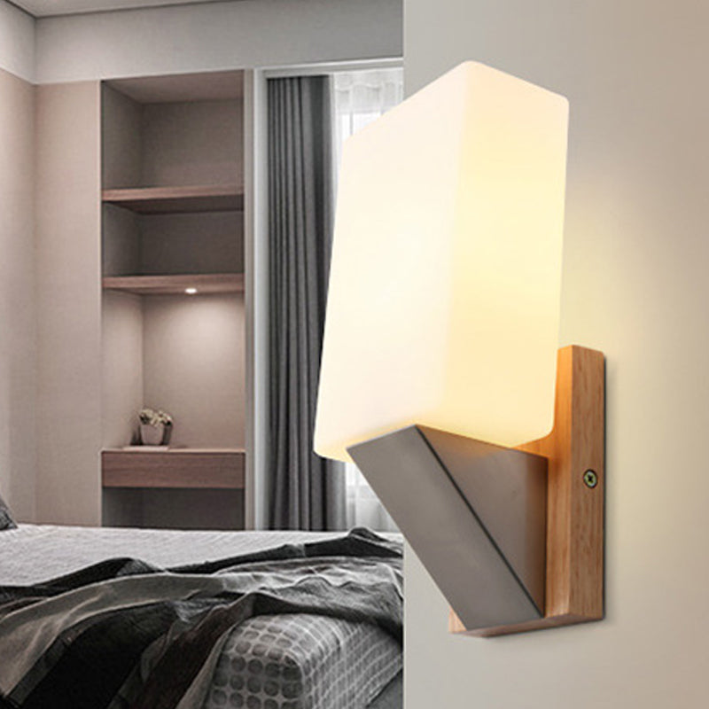 Modern Style Rectangle Sconce Light Fixtures Wood 1 Light Wall Mounted Lighting