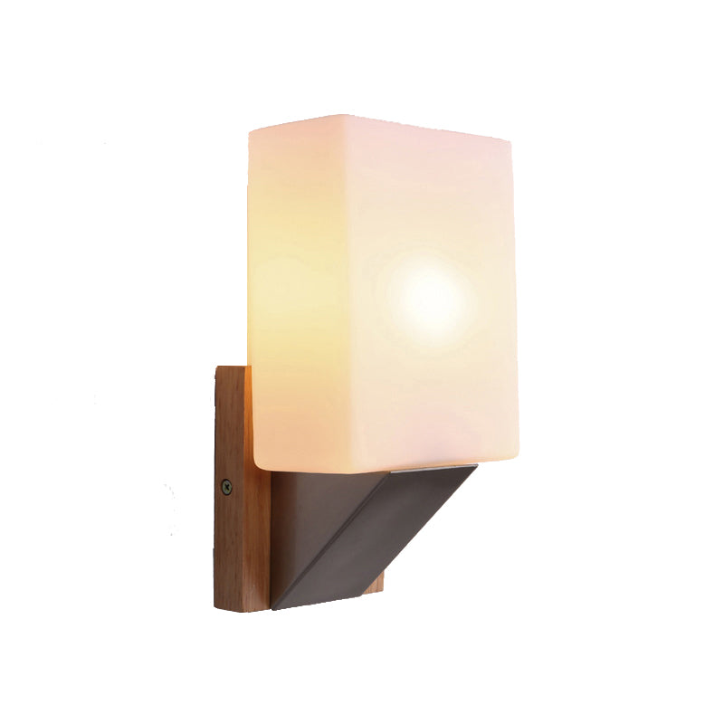 Modern Style Rectangle Sconce Light Fixtures Wood 1 Light Wall Mounted Lighting