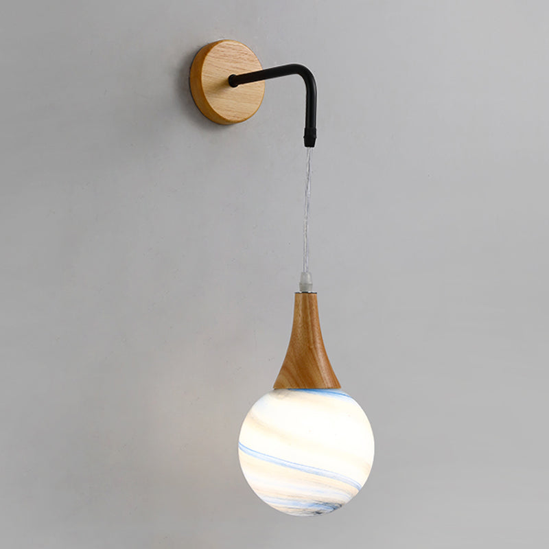 Modern Style Ball Sconce Light Fixtures Wood 1 Light Wall Mounted Lighting