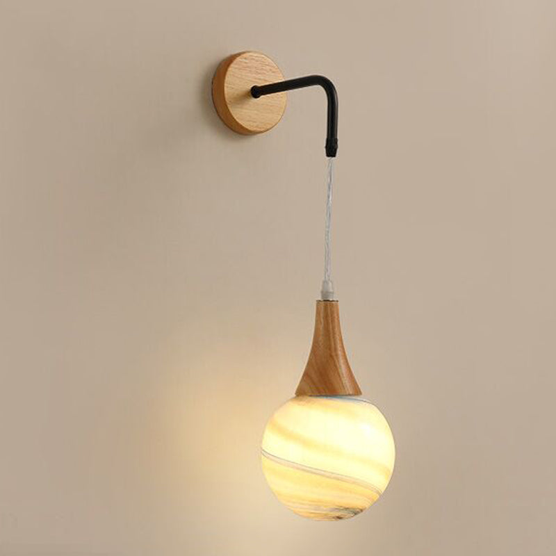 Modern Style Ball Sconce Light Fixtures Wood 1 Light Wall Mounted Lighting