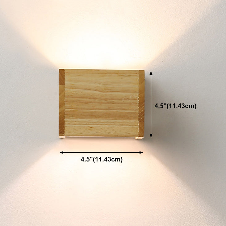 Nordic Style Wood Wall Light Cube Shape 4.5" Wide Wall Sconce for Bedroom