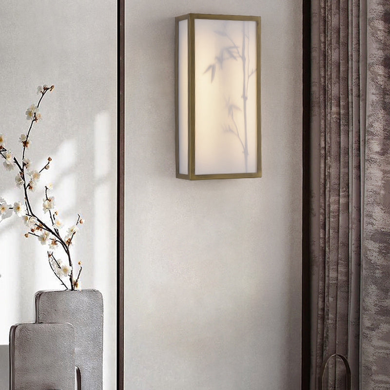 Modern Metal Wall Light Brown Cuboid 14.5" Wide Wall Sconce for Living Room