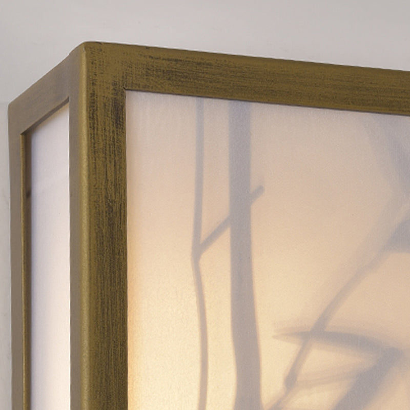Modern Metal Wall Light Brown Cuboid 14.5" Wide Wall Sconce for Living Room