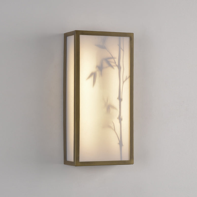 Modern Metal Wall Light Brown Cuboid 14.5" Wide Wall Sconce for Living Room