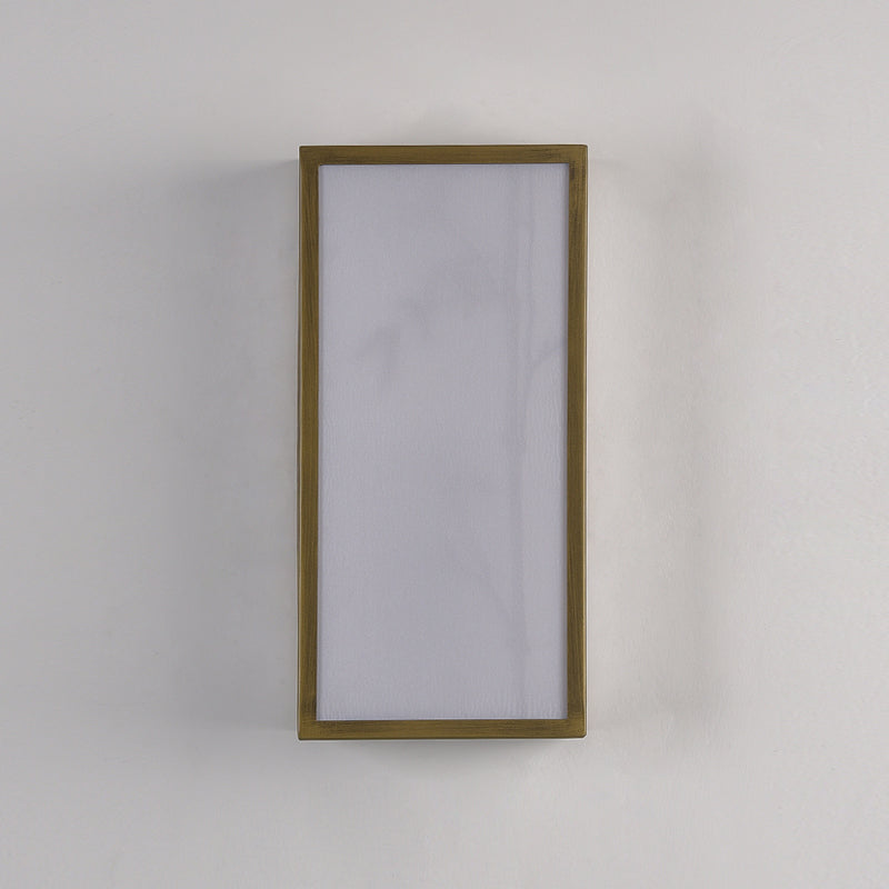 Modern Metal Wall Light Brown Cuboid 14.5" Wide Wall Sconce for Living Room