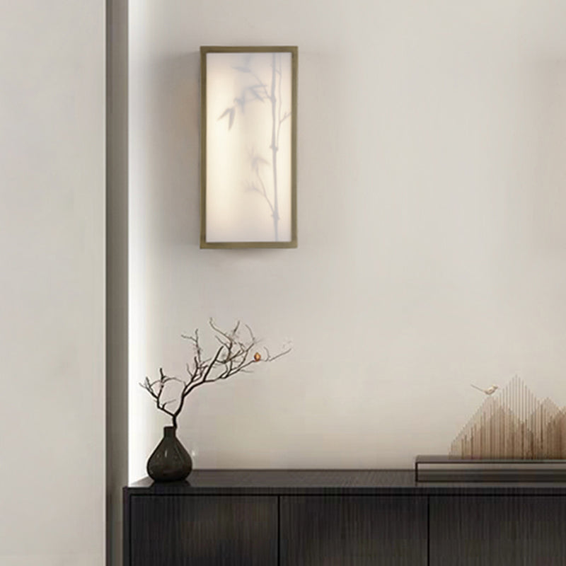 Modern Metal Wall Light Brown Cuboid 14.5" Wide Wall Sconce for Living Room