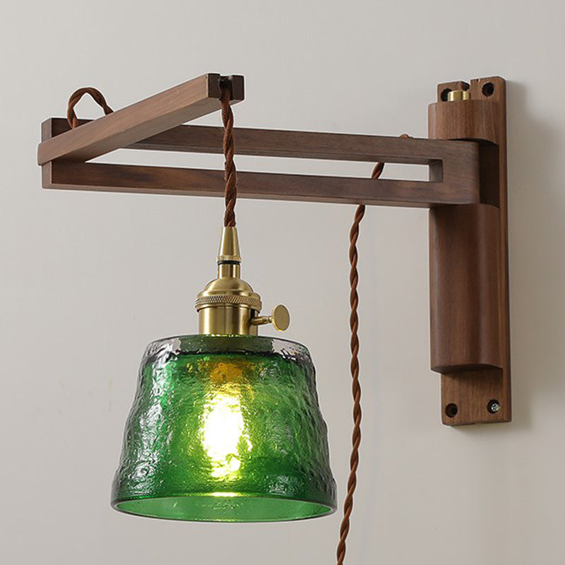 Modern Style Cylinder Sconce Light Fixtures Wood 1 Light Wall Mounted Lighting