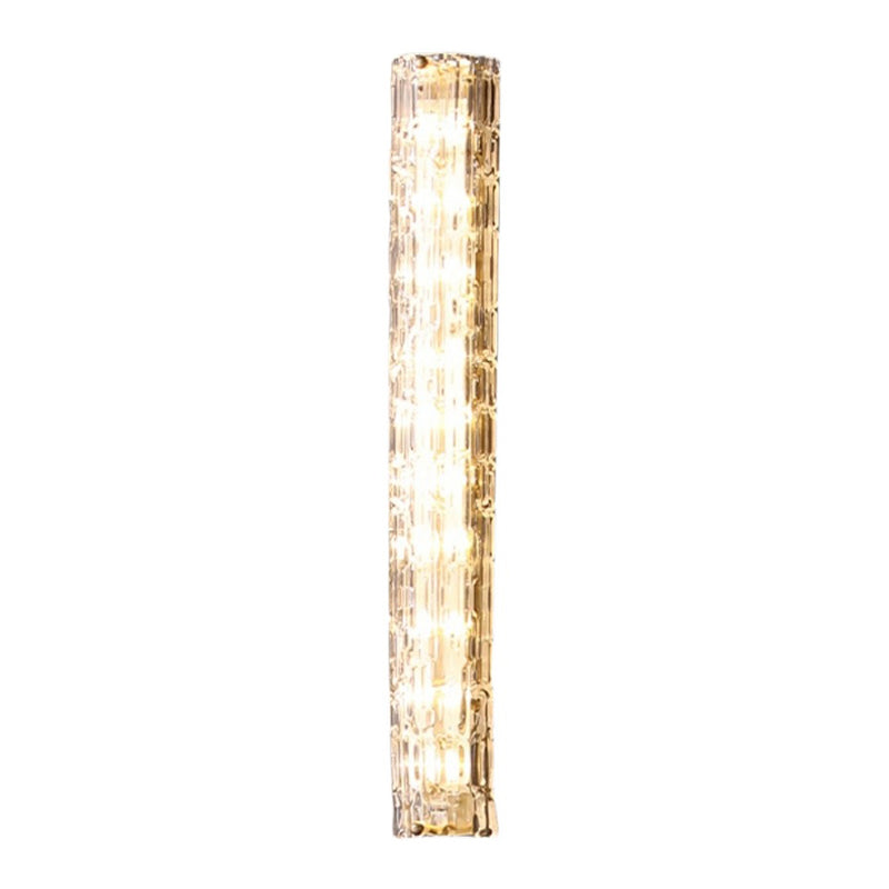 Half Cylinder Shade Glass Wall Sconce Modern 1 Light Wall Mount Light Fixture in Brass