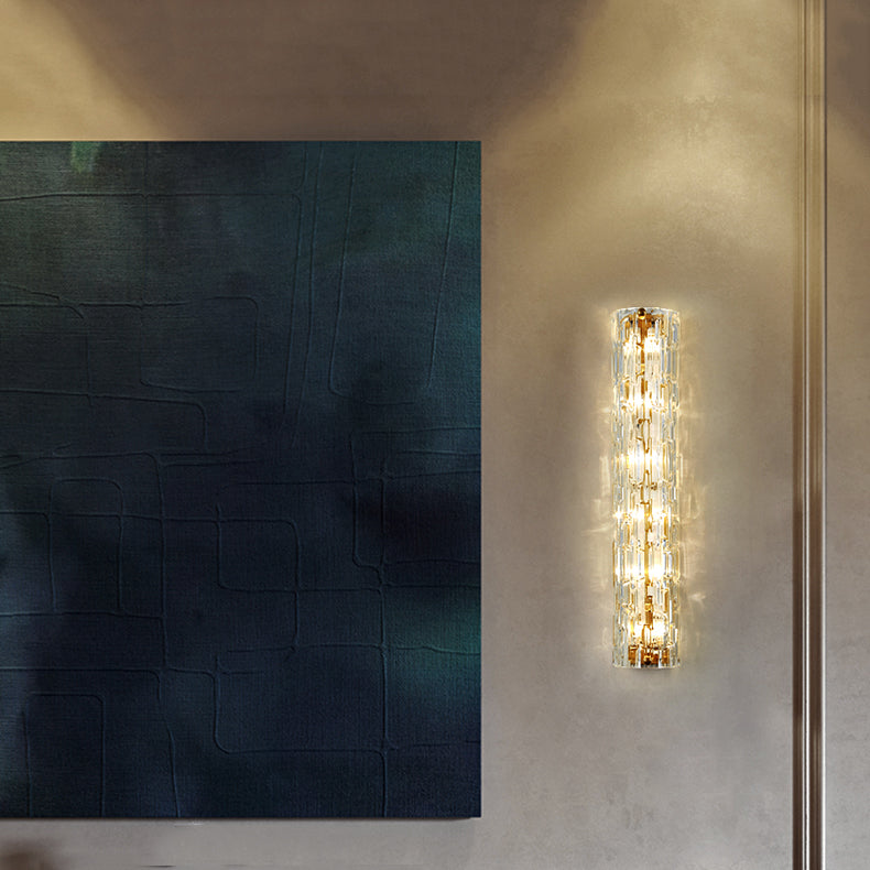 Half Cylinder Shade Glass Wall Sconce Modern 1 Light Wall Mount Light Fixture in Brass