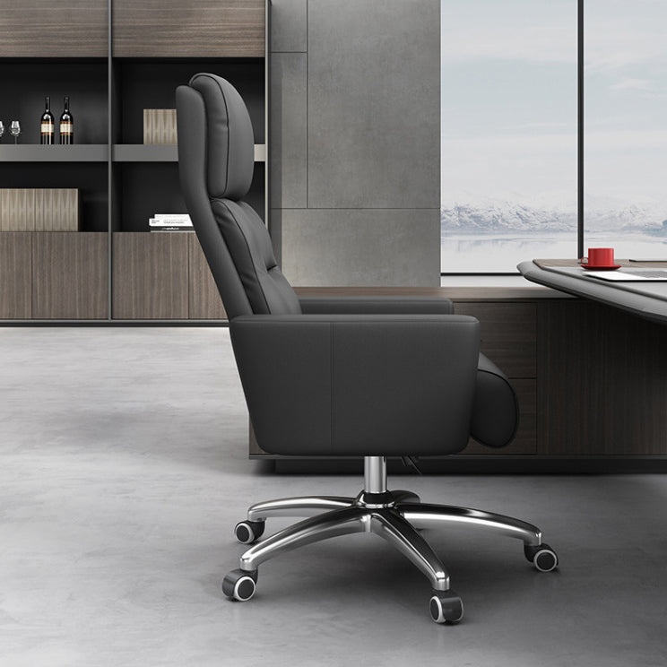 Modern Fixed Arms Chair Height-adjustable Office Chair with Wheels