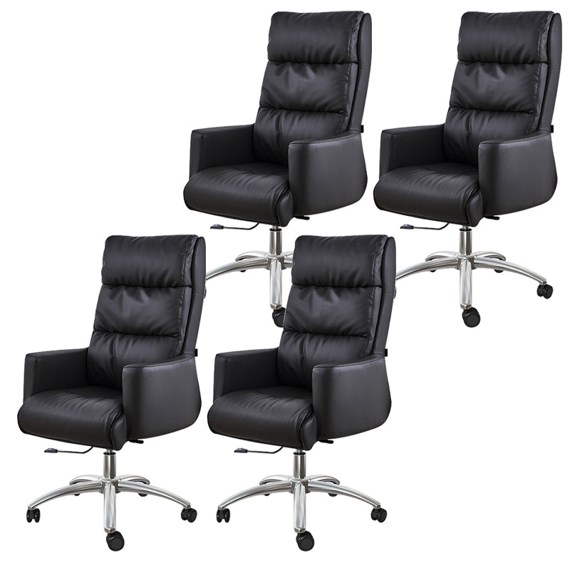 Modern Fixed Arms Chair Height-adjustable Office Chair with Wheels