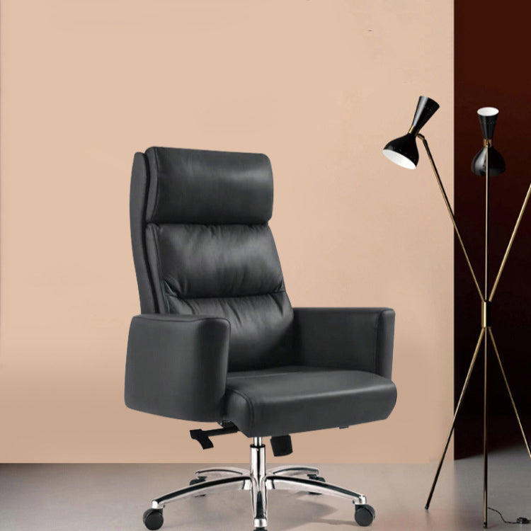 Modern Fixed Arms Chair Height-adjustable Office Chair with Wheels