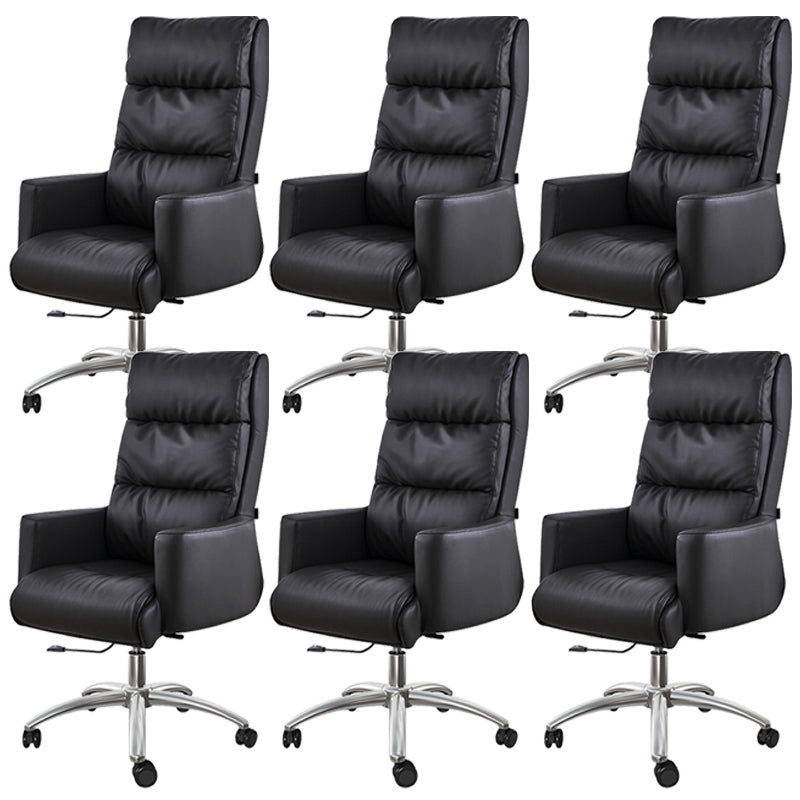 Modern Fixed Arms Chair Height-adjustable Office Chair with Wheels