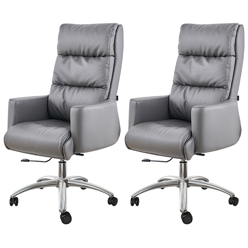 Modern Fixed Arms Chair Height-adjustable Office Chair with Wheels