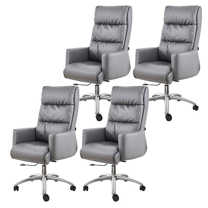 Modern Fixed Arms Chair Height-adjustable Office Chair with Wheels