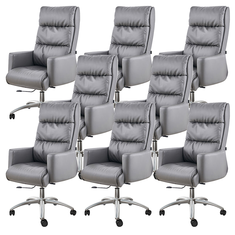 Modern Fixed Arms Chair Height-adjustable Office Chair with Wheels