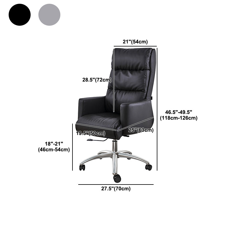 Modern Fixed Arms Chair Height-adjustable Office Chair with Wheels