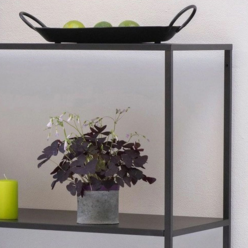 Modern Metal Bookshelf Black Etagere Open Shelf Horizontal Bookcase